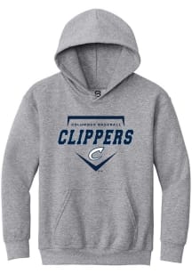 Summit Sportswear Columbus Clippers Youth Grey Homeplate Long Sleeve Hoodie