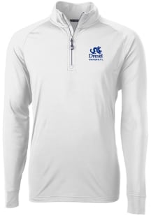 Cutter and Buck Drexel Dragons Mens White Adapt Knit Academic Long Sleeve Qtr Zip Pullover
