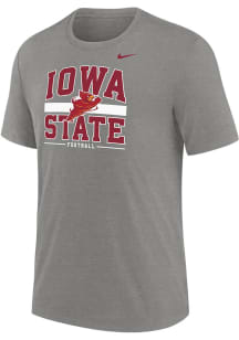 Nike Iowa State Cyclones Grey Punching Cy Football Short Sleeve Fashion T Shirt