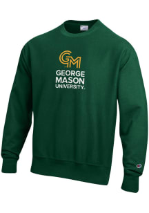 Champion George Mason University Mens Green Reverse Weave Long Sleeve Crew Sweatshirt
