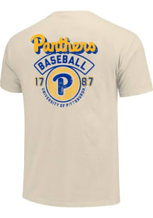 Pitt Panthers Ivory Modern Stripes Baseball Short Sleeve T Shirt