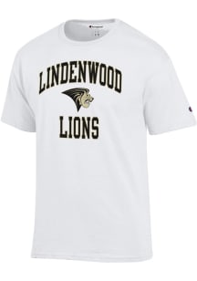 Champion Lindenwood Lions White Arch Mascot Jersey Short Sleeve T Shirt