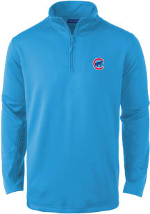 Dunbrooke Chicago Cubs Mens Light Blue Walking Bear Long Sleeve Qtr Zip Pullover