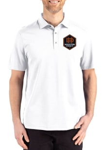 Cutter and Buck Houston Dynamo Mens White Advantage Refresh Short Sleeve Polo