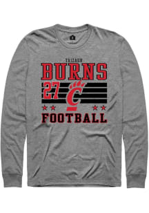 Taizaun Burns Cincinnati Bearcats Grey Football NIL Striped Long Sleeve Player T Shirt