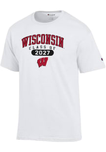 Champion Wisconsin Badgers White Class of 2027 Jersey Short Sleeve T Shirt