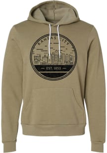 Summit Sportswear Kansas City Mens Olive Circle Skyline Long Sleeve Hoodie