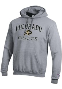 Champion Colorado Buffaloes Mens Grey Font Class of 2027 Powerblend Long Sleeve Hoodie