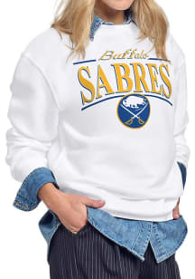Starter Buffalo Sabres Womens White Arch Stripe Crew Sweatshirt