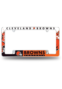Cleveland Browns Primary All Over Chrome License Plate Frame - Silver