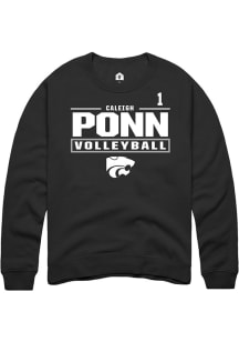 Caleigh Ponn K-State Wildcats Mens Black NIL Stacked Box Player Crew