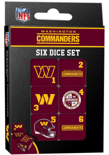 Washington Commanders 6 Piece Dice Set Game