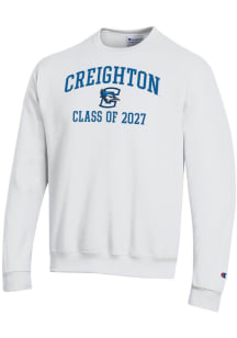 Champion Creighton Bluejays Mens White Font Class of 2027 Powerblend Long Sleeve Crew Sweatshirt