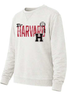 Harvard Crimson Mens Oatmeal Multi Logo Long Sleeve Crew Sweatshirt