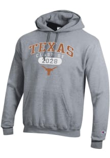Champion Texas Longhorns Mens Grey Class of 2028 Powerblend Long Sleeve Hoodie