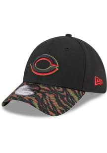 New Era Cincinnati Reds Mens Black DL Tiger Stripe 39THIRTY Flex Hat
