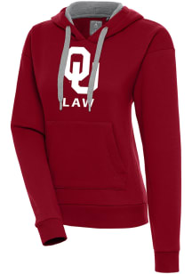 Antigua Oklahoma Sooners Womens Red Oklahoma Law Victory Hooded Sweatshirt