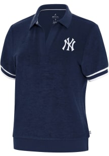 Antigua New York Yankees Womens Red Favorite Short Sleeve Polo Shirt