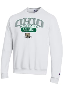 Champion Ohio Bobcats Mens White Pill Box Alumni Powerblend Long Sleeve Crew Sweatshirt