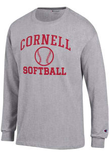 Champion Cornell Big Red Grey Softball Jersey Long Sleeve T Shirt