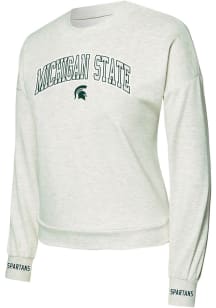 Concepts Sport Michigan State Spartans Womens White Heather Crew Sweatshirt