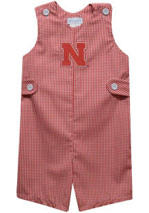 Vive La Fete Nebraska Cornhuskers Toddler Red Gingham Overalls