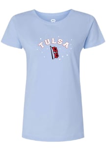Summit Sportswear Tulsa Golden Hurricane Womens Light Blue Rhinestone and Pearls Short Sleeve T-Sh..