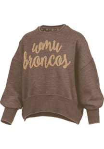 Pressbox Western Michigan Broncos Womens Brown Chelsea Youngstown Crew Sweatshirt