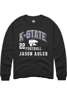 Jason Adler K-State Wildcats Mens Black Football NIL Arch Logo Player Crew