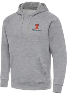 Antigua Illinois Fighting Illini Mens Grey Victory Agriculture Long Sleeve Hoodie