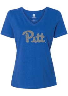 Summit Sportswear Pitt Panthers Womens Blue Nailheads Pitt Short Sleeve T-Shirt