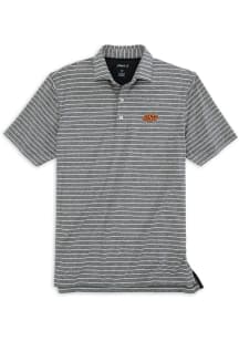Johnnie O Oklahoma State Cowboys Mens Black Newton Heathered Stripe Short Sleeve Fashion Polo