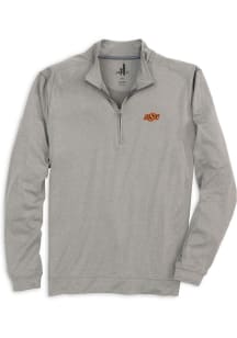 Johnnie O Oklahoma State Cowboys Mens Grey Flex Heathered Long Sleeve Qtr Zip Pullover
