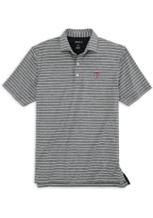 Johnnie O Texas Tech Red Raiders Mens Black Newton Heathered Stripe Short Sleeve Fashion Polo