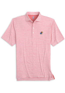 Johnnie O Kansas Jayhawks Mens Red Seymour Striped Short Sleeve Fashion Polo