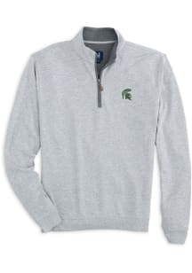 Johnnie O Michigan State Spartans Mens Grey Sully Long Sleeve Qtr Zip Pullover