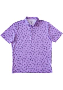 Johnnie O K-State Wildcats Mens Lavender All Over Team Mascot Short Sleeve Fashion Polo