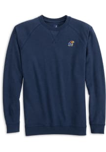 Johnnie O Kansas Jayhawks Mens Navy Blue Freeman Long Sleeve Crew Sweatshrt
