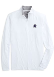 Johnnie O TCU Horned Frogs Mens White Freeborne Long Sleeve Qtr Zip Pullover