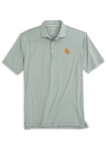 Johnnie O Baylor Bears Mens Green Lyndon Striped Prep Performance Short Sleeve Fashion Polo