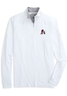 Johnnie O Arkansas Razorbacks Mens White Freeborne Long Sleeve Qtr Zip Pullover