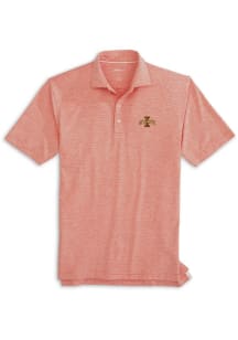 Johnnie O Iowa State Cyclones Mens Red Lyndon Striped Prep Performance Short Sleeve Fashion Polo