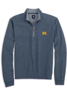 Johnnie O Michigan Wolverines Mens Blue Sully Long Sleeve Qtr Zip Pullover
