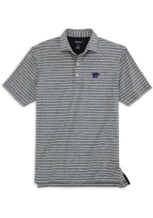 Johnnie O K-State Wildcats Mens Black Newton Heathered Stripe Short Sleeve Fashion Polo