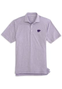 Johnnie O K-State Wildcats Mens Purple Lyndon Striped Prep Performance Short Sleeve Fashion Polo