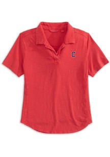Johnnie O Cleveland Guardians Womens Red Coastal Wash Short Sleeve Polo Shirt