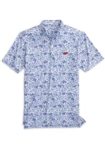 Johnnie O SMU Mustangs Mens Blue Tailgater 2.0 All Over Print Short Sleeve Fashion Polo