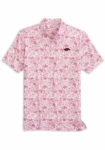 Johnnie O Arkansas Razorbacks Mens Crimson Tailgater 2.0 Short Sleeve Fashion Polo