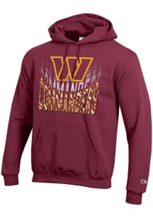 Champion Washington Commanders Mens Burgundy Stripe Wordmark Long Sleeve Hoodie