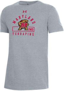 Under Armour Maryland Terrapins Youth Grey Arched Wordmark Short Sleeve T-Shirt